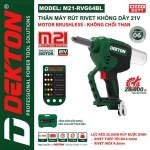 Combo máy đinh rivet Pin 21V Dekton M21-RVG64BL Brushless