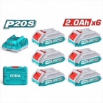 Bộ 6 pin 2.0Ah Total TFBCLI20611 ( 20V*2.0Ah kèm sạc nhanh )