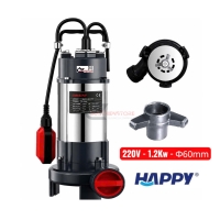 Bơm chìm inox 1.1Kw Happy HCUT1100F lưỡi cắt rác
