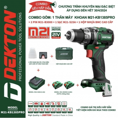 Combo Máy Khoan Pin 21V Dekton M21-KB1385PRO 