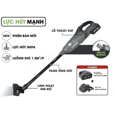 Combo Máy Hút Bụi Cầm Tay Pin Hukan HM21-G1-HVC5050