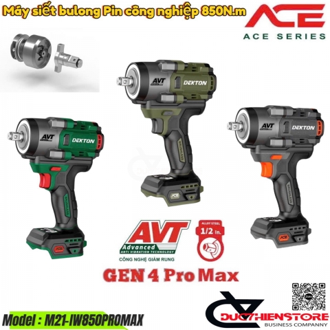 Thân máy siết bulong 850Nm Pin 21V Dekton M21-IW850PROMAX Gen4