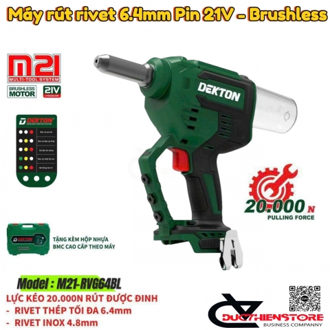 Máy rút rivet Pin 21V Dekton M21-RVG64BL