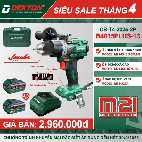 Combo Thân Máy Khoan Pin Dekton M21-ID13100Plus +PIN VÀ SẠC