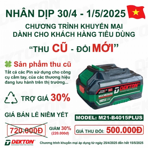 Ưu đãi tháng 4 đổi pin cũ lấy pin mới
