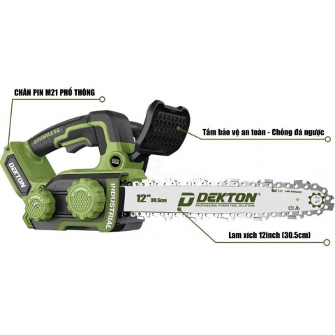 Cưa xích 12inch Pin 21V Dekton M21-CX12XPLUS ( chưa Pin & Sạc )