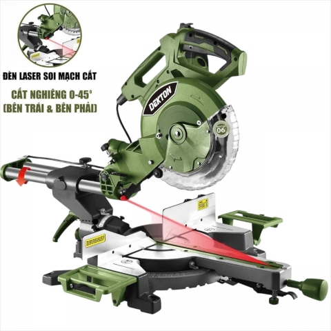 Máy cắt ti trượt 255mm Dekton DK-CN256XPRO laser rọi mặt cắt