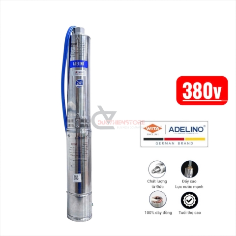 Bơm hỏa tiễn cột áp 144m Adelino 4SA3/21-1.5P ( 3 pha 380V 2.0Hp )