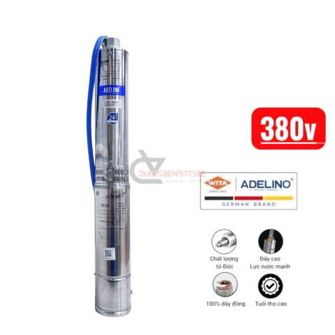 Bơm hỏa tiễn cột áp 50m Adelino 4SA16/9-2.2P ( 3 pha 380V 3.0Hp )