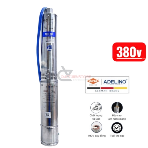 Bơm hỏa tiễn cột áp 122m Adelino 4SA8/24-3P ( 3 pha 380V 4.0Hp )