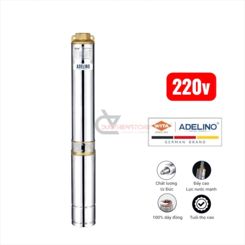 Bơm hỏa tiễn cột áp 59m Adelino 4SAm4/10-0.75P ( 1 pha 220V 1.0Hp )