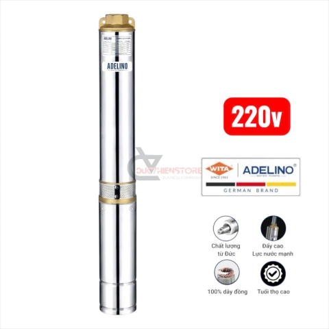Bơm hỏa tiễn cột áp 66m Adelino 4SAm6/11-1.1P ( 1 pha 220V 1.5Hp )