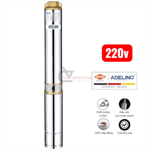 Bơm hỏa tiễn cột áp 64m Adelino 4SAm10/13-2.2P ( 1 pha 220V 3.0Hp )