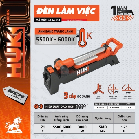 Đèn làm việc pin 21V Hukan G3-GZ051 ( chưa pin & sạc )