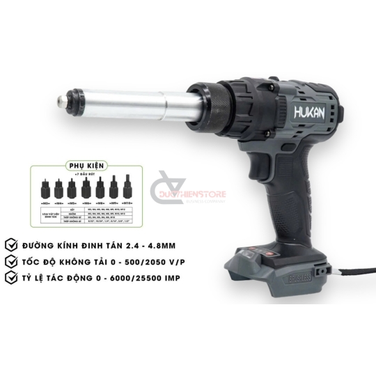 Máy rút đinh tán & Rive dùng Pin 21V Hukan HM21-G2-RIV5320- ĐỨC 7 hiền