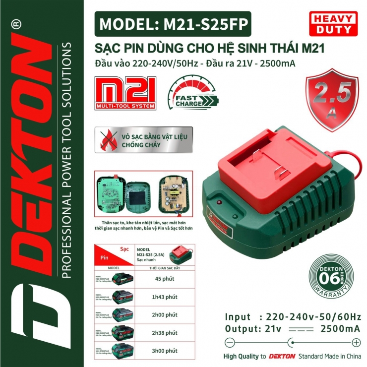 Pin 21V Dekton M21-B4000M 10cell 4Ah