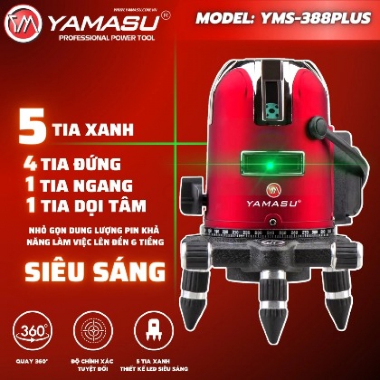Máy cân mực Laser 5 tia xanh Yamasu YMS-388 PLUS