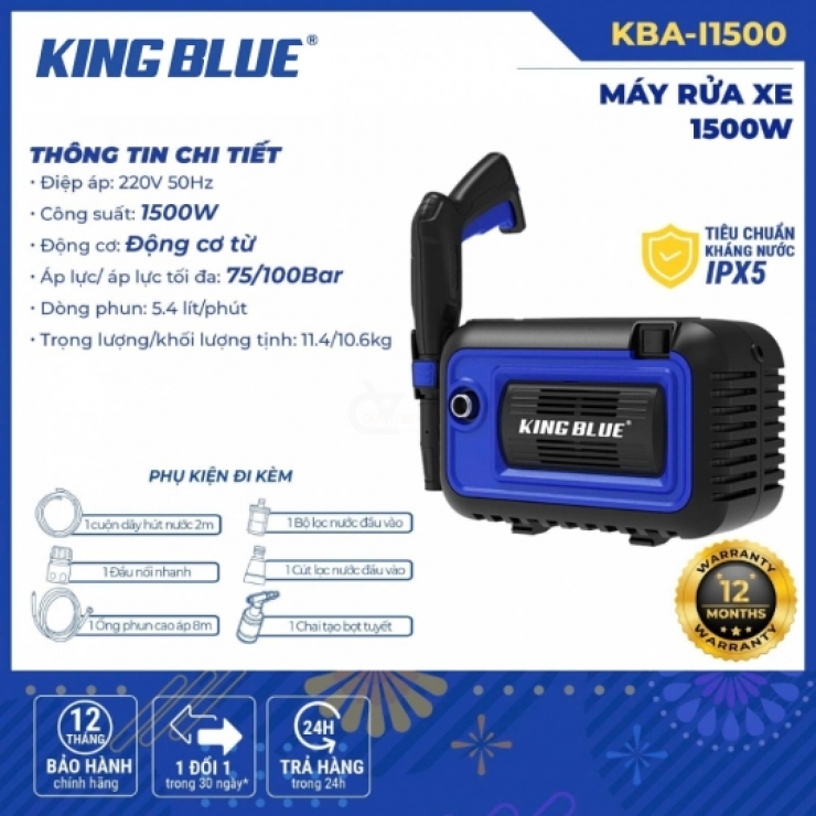 Máy rửa xe 1.5kW Kingblue KBA-I1500 
