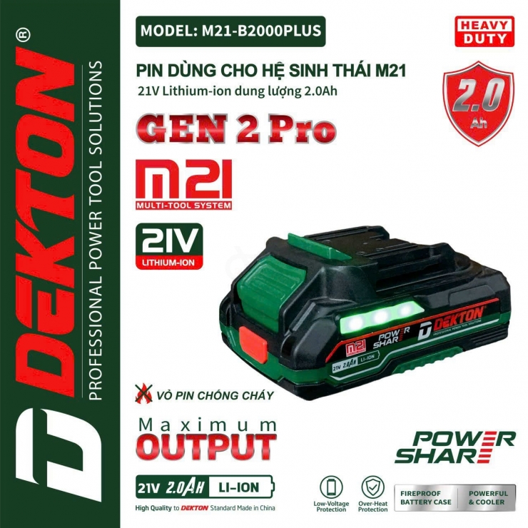 Pin 21V Dekton M21-B4000M 10cell 4Ah
