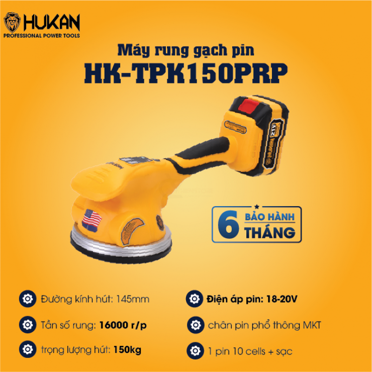 Máy Rung Lát Gạch Dùng Pin Hukan HK-TPK150PRP