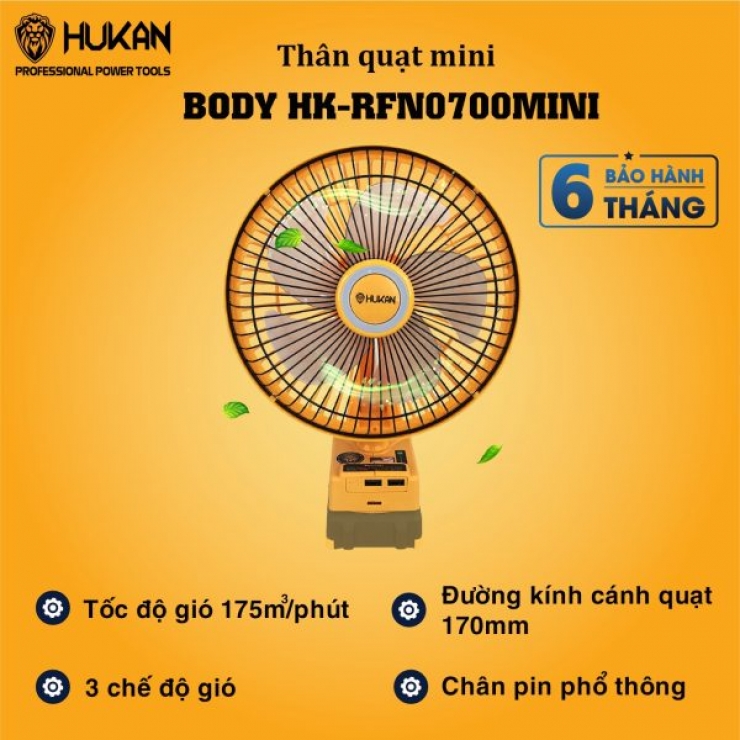 Thân Quạt Dùng Pin 21V Hukan HK-RFN0700mini ( Chưa Pin & Sạc )