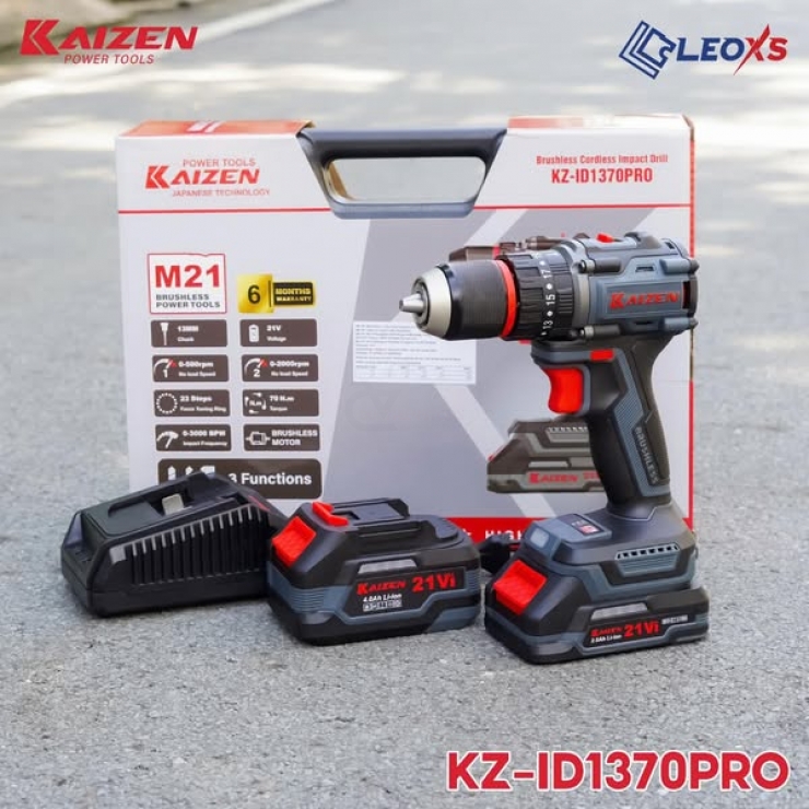 Máy khoan Pin 21V 70Nm Kaizen KZ-1370PRO Brushless dòng compact nhỏ gọn