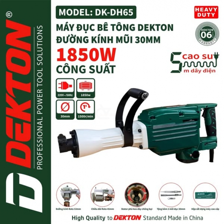 Máy đục bê tông 30mm Dekton DK-DH65 1850W