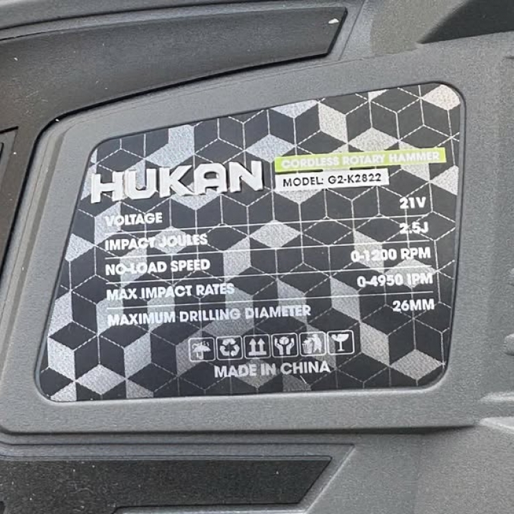Máy khoan bê tông Pin 21V Hukan G2-K2822 Gen 2 Brushless