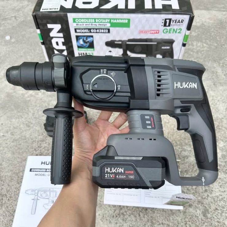 Máy khoan bê tông Pin 21V Hukan G2-K2822 Gen 2 Brushless