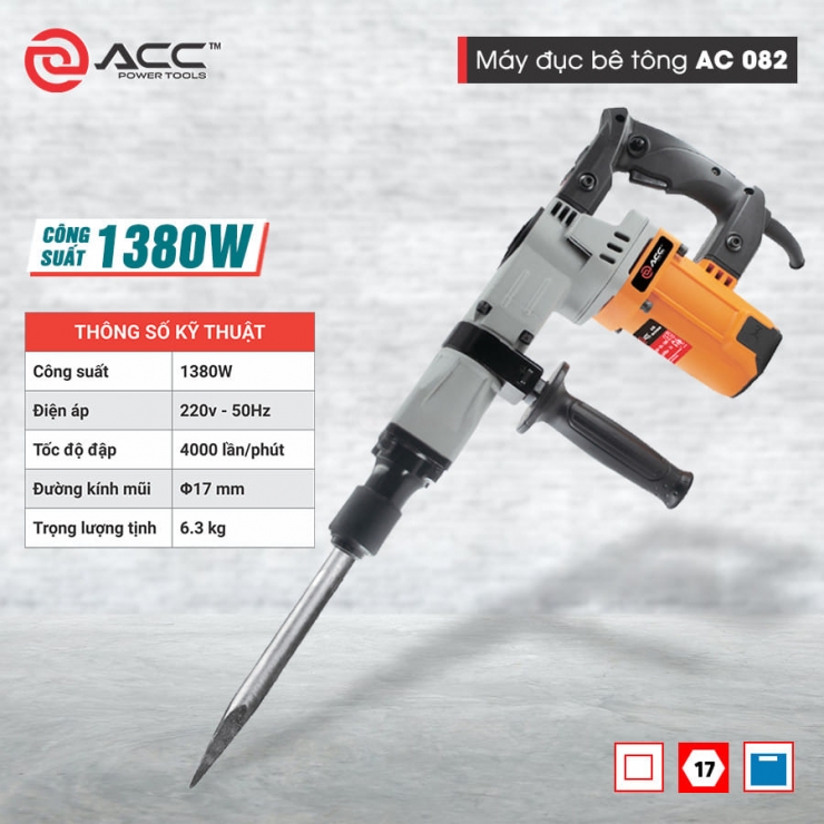 Máy đục bê tông 17mm ACC AC082 hammer 1380W