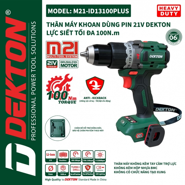 Máy Khoan Pin 21V Dekton M21-ID13100Plus 