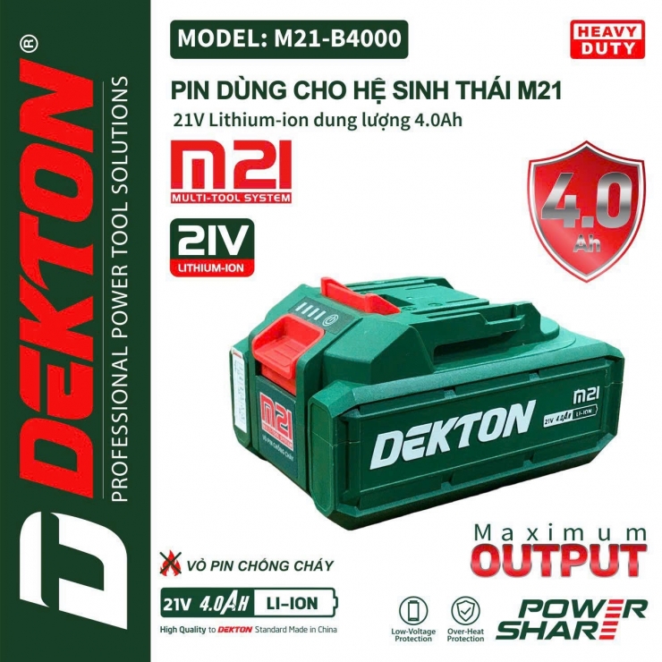 Pin 21V Dekton M21-B4000M 10cell 4Ah
