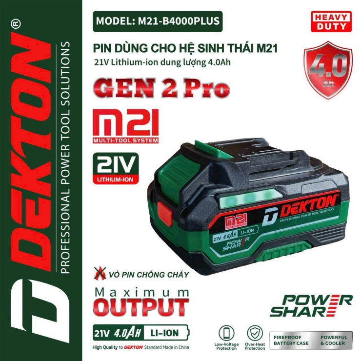 Pin 21V Dekton M21-B4000M 10cell 4Ah