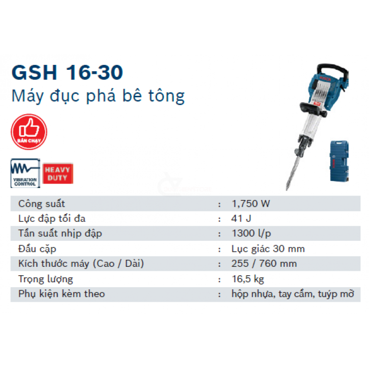 Máy đục bê tông 30mm Bosch GSH 16-30 Professional