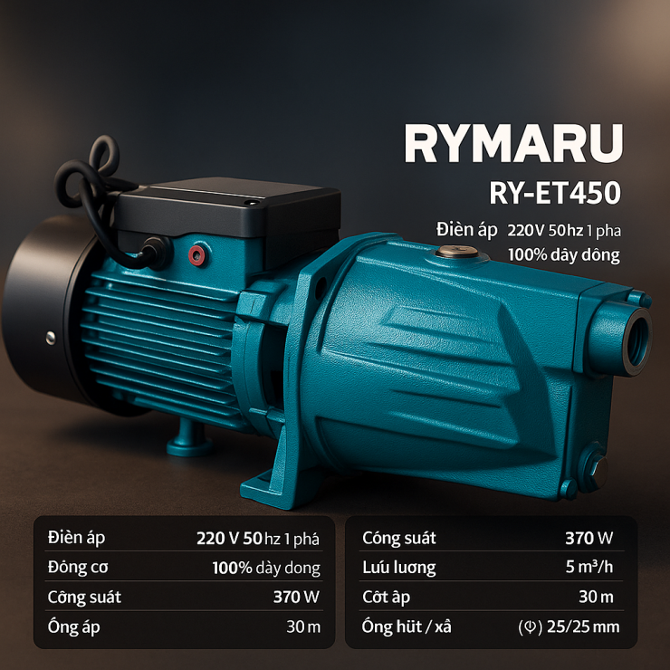 Bơm nước đầu lợn đẩy cao 30m Rymaru RY-ET450