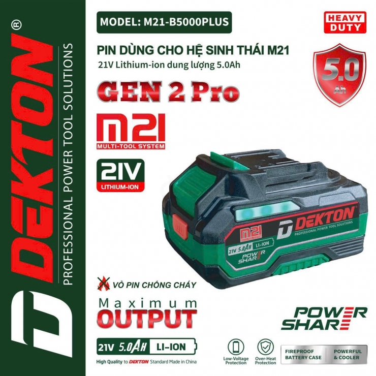 Pin 21V Dekton M21-B4000M 10cell 4Ah