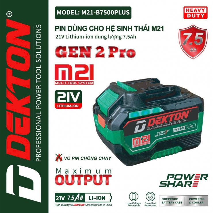 Pin 21V Dekton M21-B4000M 10cell 4Ah