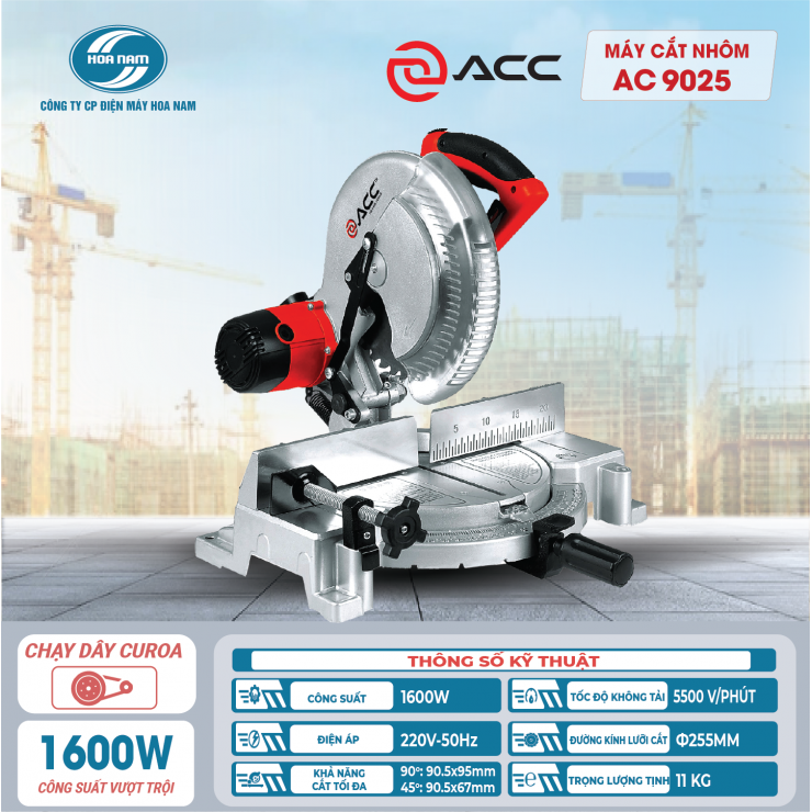 Máy cắt nhôm gỗ 255mm ACC AC9025 dây coroa 1600W