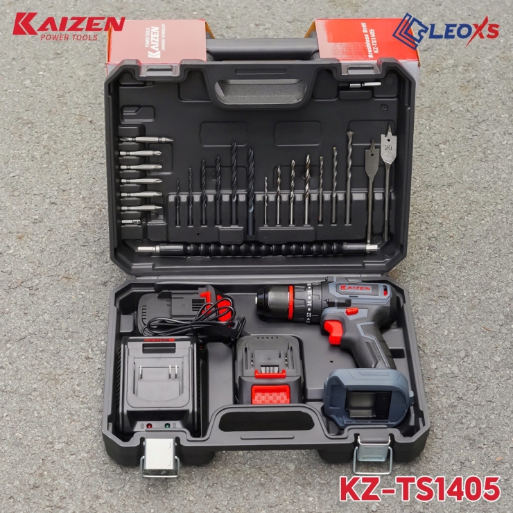 Máy khoan Pin 21V 45Nm Kaizen KZ-TS1405BL kèm 24 phụ kiện