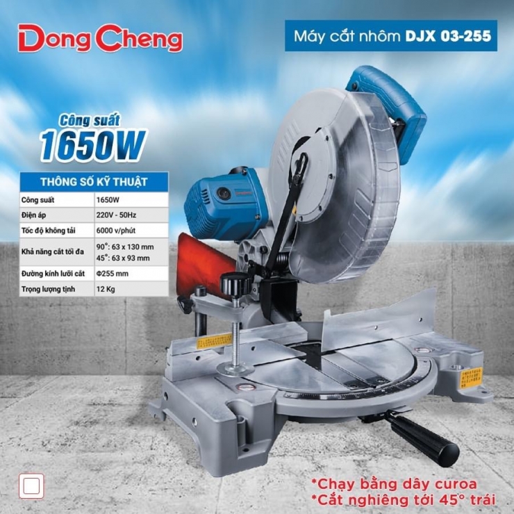 Máy cắt nhôm 255mm Dongcheng DJX 03-255 dây coroa 1650W