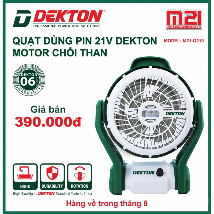 Thân Quạt Pin & Điện Dekton M21-Q210 ( Chưa Pin & Sạc )