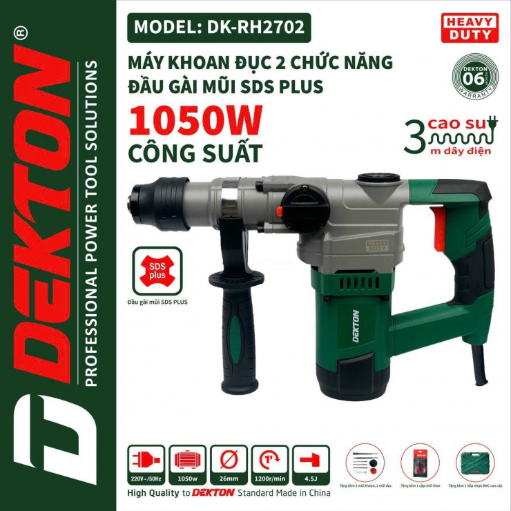 Máy đục 14mm Dekton DK-RH2702 dòng Hammer