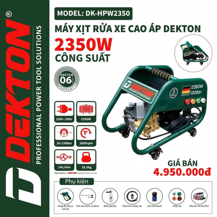 Máy Rửa Xe Chỉnh Áp Dekton DK-CWR3001 3000W