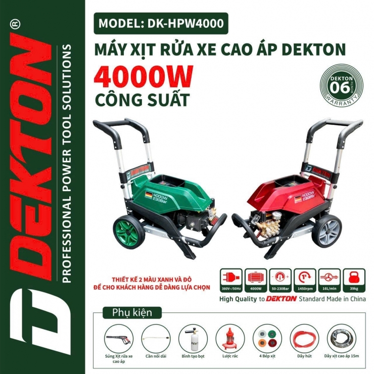 Máy Rửa Xe Chỉnh Áp Dekton DK-CWR3001 3000W