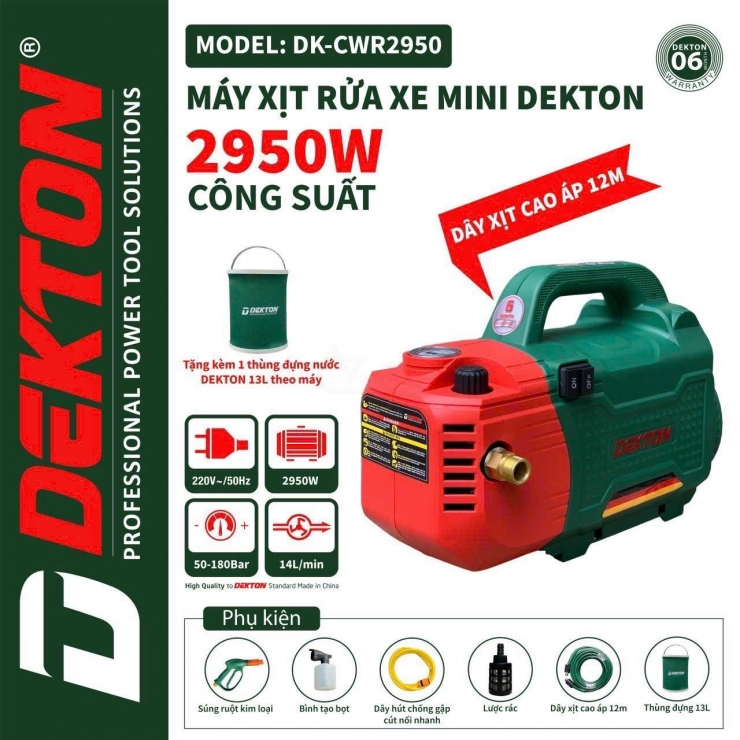 Máy Rửa Xe Chỉnh Áp Dekton DK-CWR3001 3000W