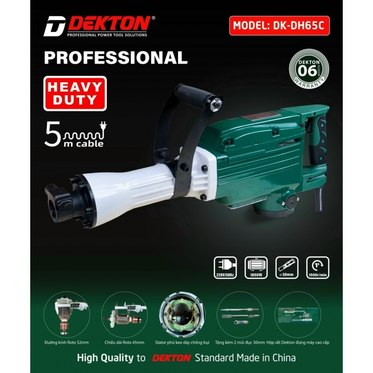 Máy đục bê tông 30mm Dekton DK-DH65C Hammer 1850W
