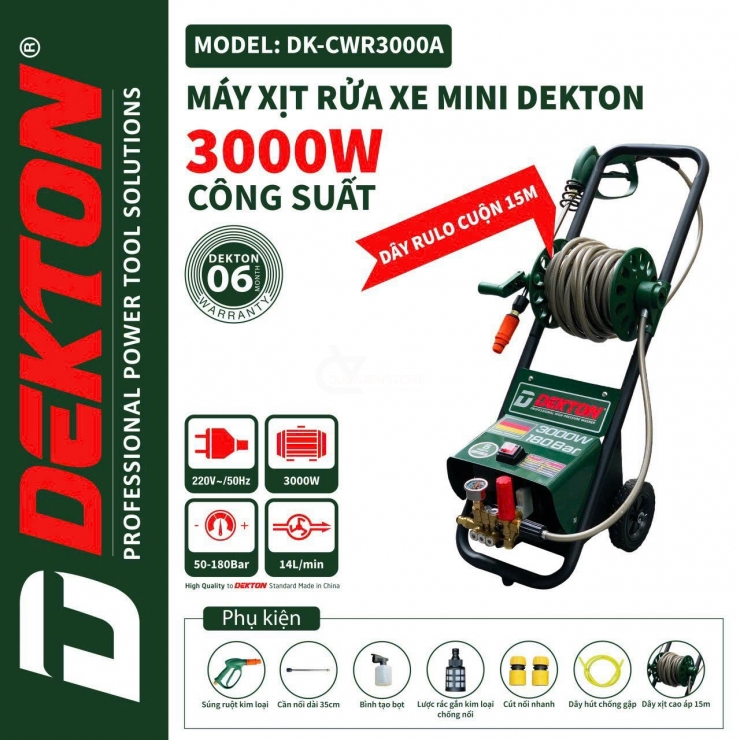 Máy Rửa Xe Chỉnh Áp Dekton DK-CWR3001 3000W