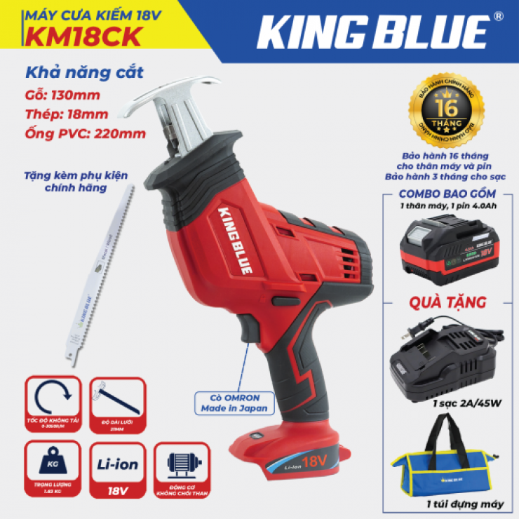 Máy cưa kiếm dùng Pin 18V Kingblue KM18CK Brushless