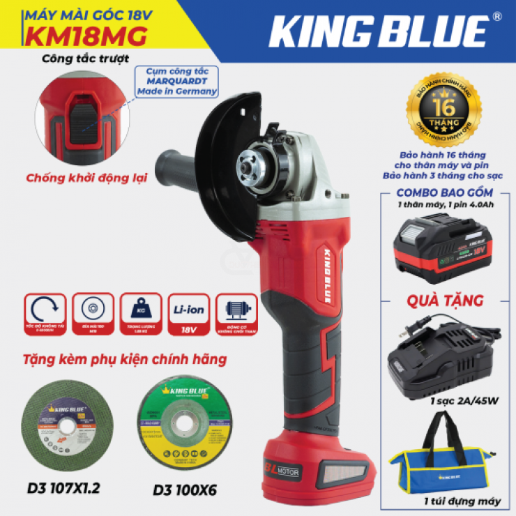 Máy mài dùng Pin 100mm Kingblue KM18MG