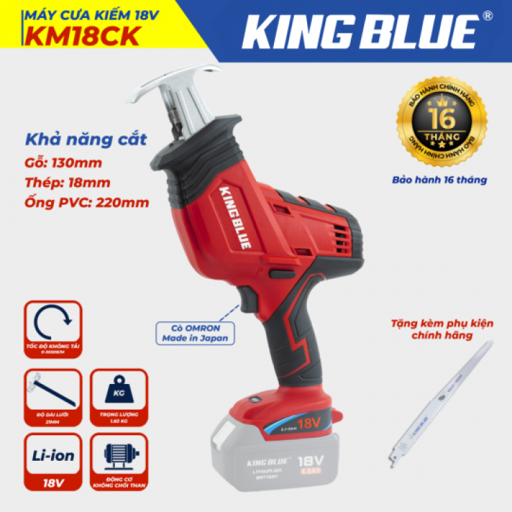 Máy cưa kiếm dùng Pin 18V Kingblue KM18CK Brushless